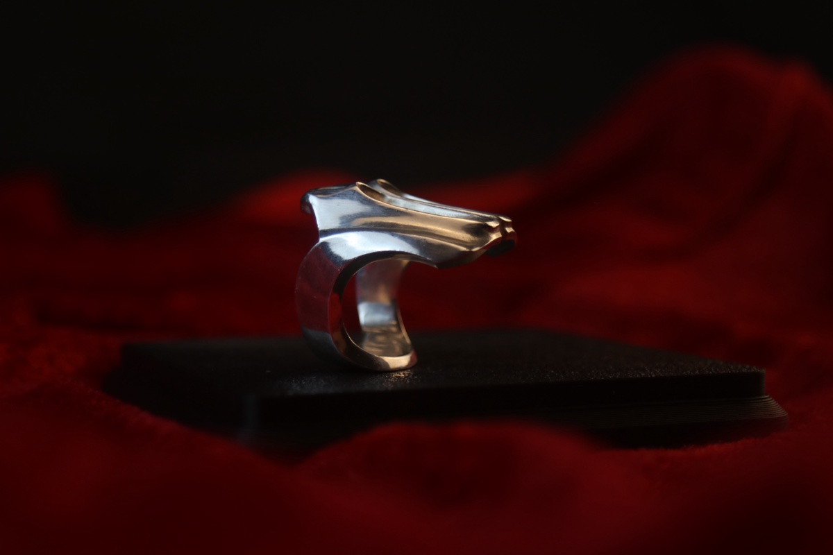 Car Design Ring — detail of the cast silver form